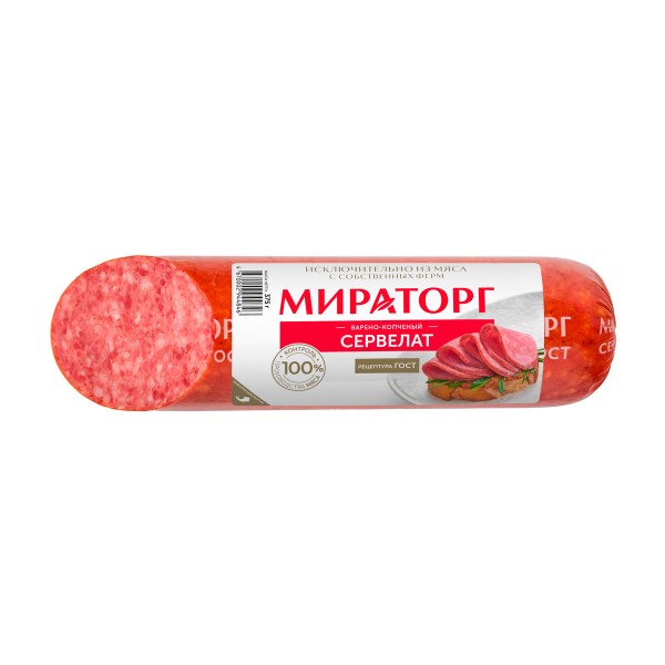 Колбаса варено-копченая Сервелат Мираторг 375г