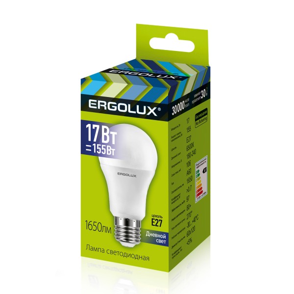 Лампа светодиодная Ergolux LED-A60-17W-E27-6K