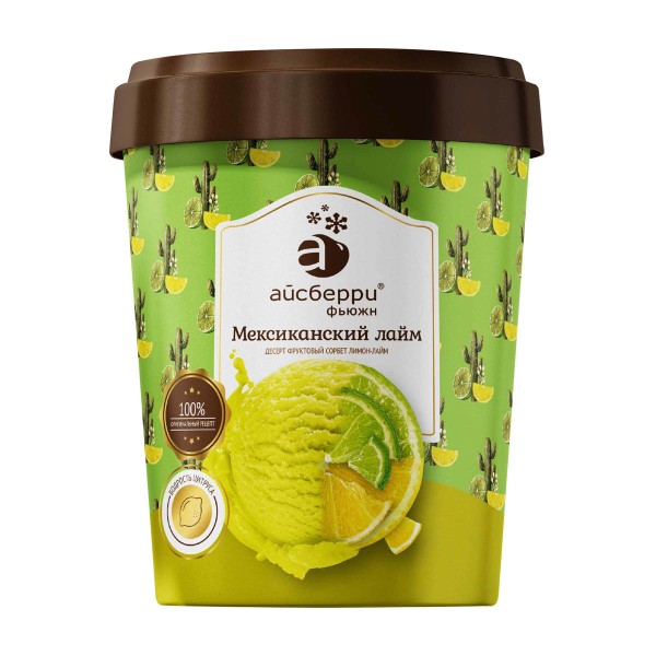 Мороженое Сорбет лайм с кусочками лимона Айсберри 350г