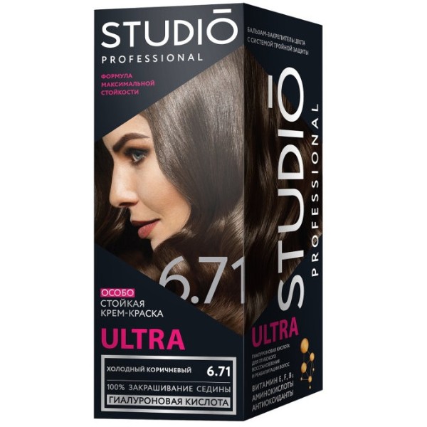 Краска для волос Studio Professional Ultra 6.71 холодный коричневый
