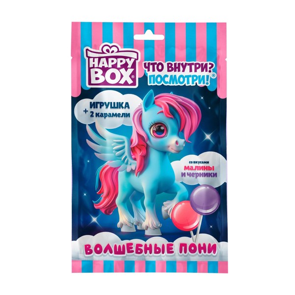 Карамель на палочке Happy Box Волшебные пони + игрушка 20г