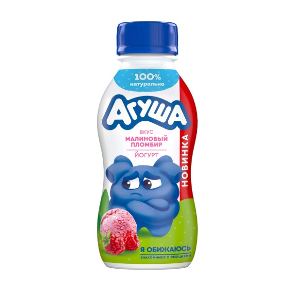 Йогурт питьевой Агуша 2,7% 180г малиновый пломбир БЗМЖ