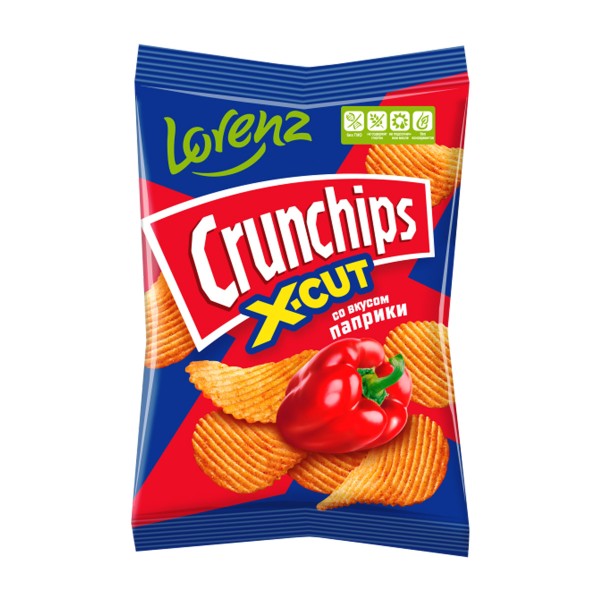 Чипсы Lorenz Crunchips X-Cut картофельные рифленые 70г со вкусом паприки