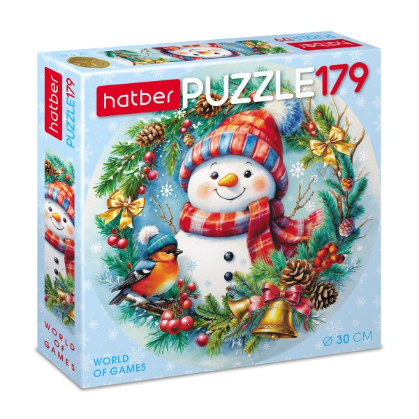 Пазлы Румяный снеговик круглые 179эл Hatber