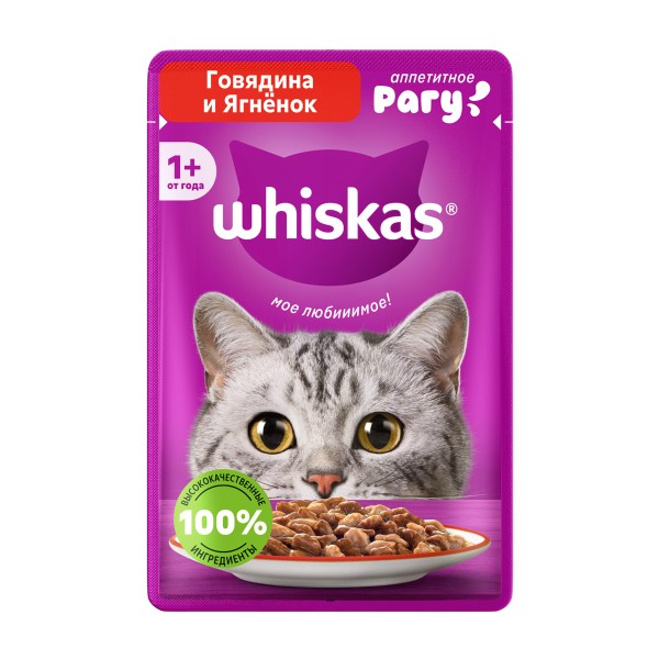 Корм для кошек Whiskas 75г рагу с говядиной и ягненком