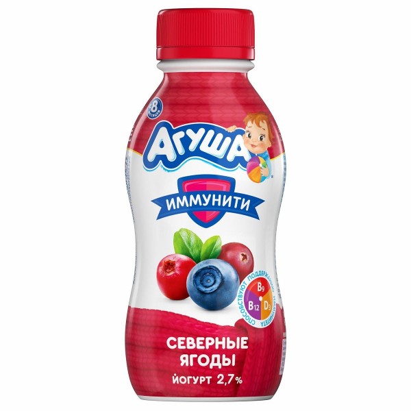 Йогурт питьевой Агуша Иммунити 2,7% 180мл северные ягоды БЗМЖ