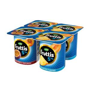 Продукт йогуртный Fruttis Сливочное лакомство 5% 115г персик-маракуйя, ананас-дыня БЗМЖ
