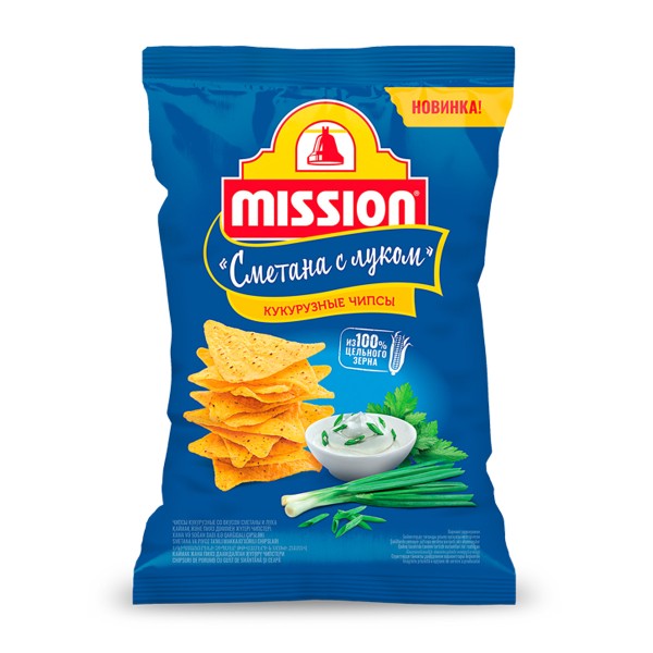 Чипсы кукурузные Mission со вкусом сметаны и лука 90г