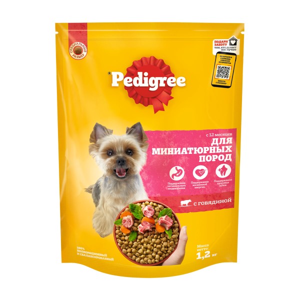 Корм для собак миниатюрных пород Pedigree 1,2кг с говядиной