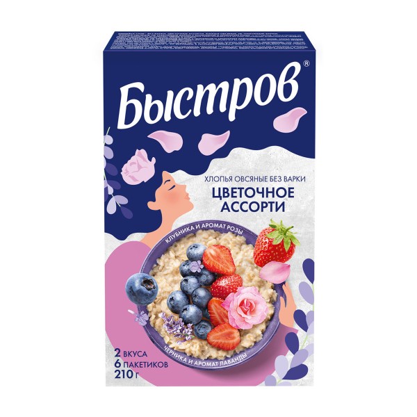 Хлопья овсяные быстрого приготовления Быстров Цветочное ассорти 210г