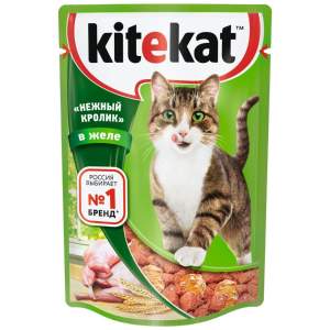 Корм для кошек Kitekat 85г нежный кролик в желе