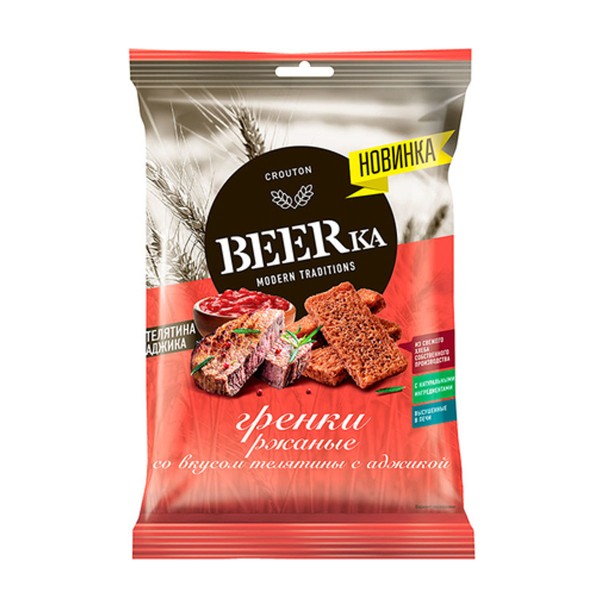 Гренки ржаные Beerka 60г телятина с аджикой