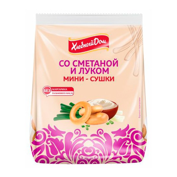 Мини-сушки лук и сметана Хлебный Дом 180г