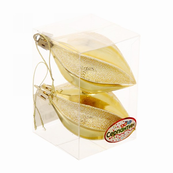 Игрушка елочная Таинственное очарование Серпантин капля 8см 2шт золото