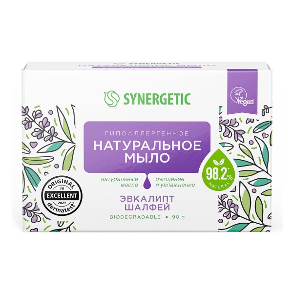 Мыло туалетное Synergetic натуральное 90г эвкалипт и шалфей