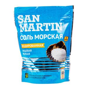 Соль морская пищевая San Martin 500гр йодинированная