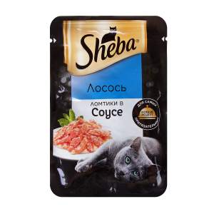 Корм для кошек Sheba 75г ломтики в соусе. лосось