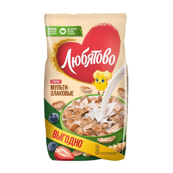 Сухой завтрак Хлопья мультизлаковые Любятово 450г