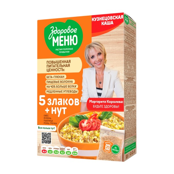 Каша Кузнецовская 5 злаков с нутом Здоровое меню 5штх80г
