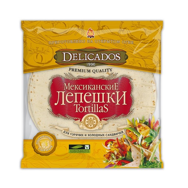 Лепешки Тортильи сырные Delicados 400г