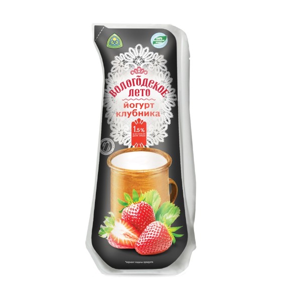 Йогурт Вологодское лето 1,5% 450г клубника БЗМЖ