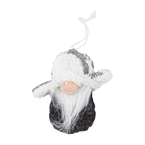 Подвеска новогодняя текстильная Гном в шапке-ушанке 10см