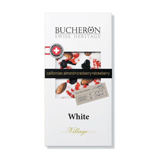 Шоколад белый с миндалем, клюквой и клубникой Bucheron 100гр