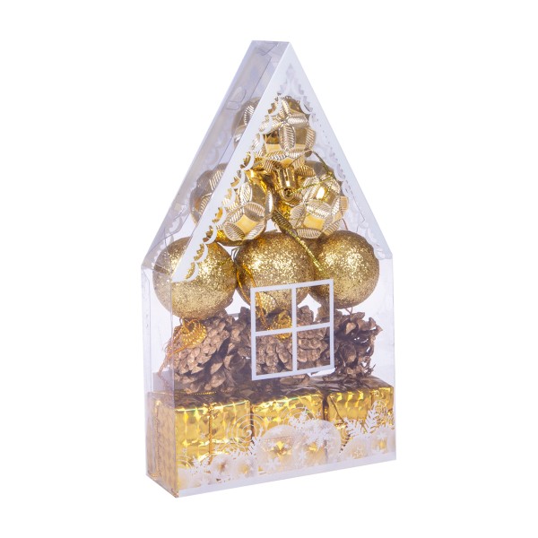 Набор украшений Шарики/Шишки/Подарки Золото 4см 12шт