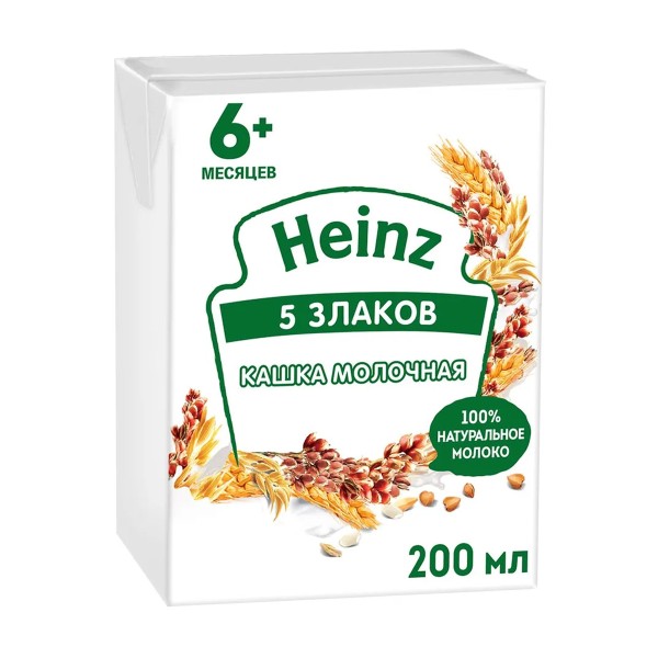Каша молочная жидкая 5 злаков Heinz 0,2л БЗМЖ