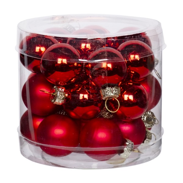 Украшение подвесное шары стеклянные красные d2,5см 24шт Magic Time