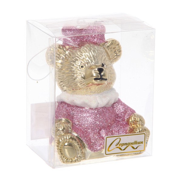 Игрушка елочная Милая медведица 7,5х6х9,5см розовый Серпантин