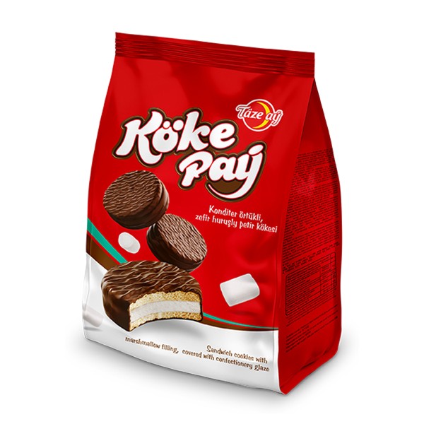 Печенье Kоke Paу Taze Ay 160г с ванилью и зефиром в шоколаде и кокосе