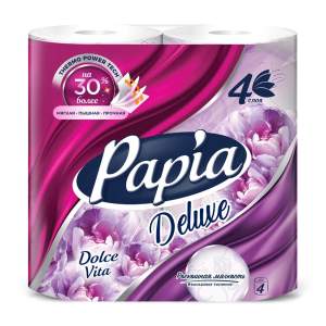 Бумага туалетная Papia Deluxe Dolce Vita 4 слоя 4 рулона
