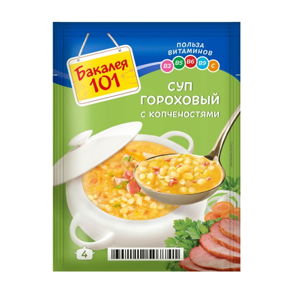 Суп Бакалея 101 Гороховый с копченостями 65г Русский Продукт