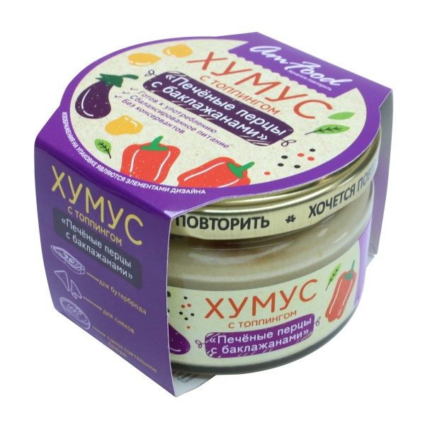 Хумус с топпингом Печеные перцы с баклажанами AmFood 200г