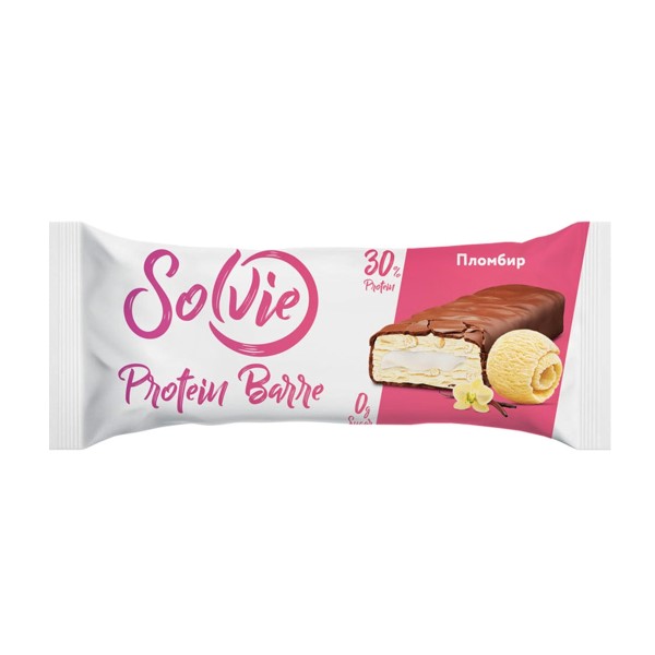 Батончик Protein Barre в глазури без сахара Solvie 50г пломбир