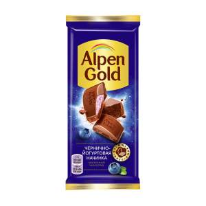 Шоколад молочный Alpen Gold 85гр с чернично-йогуртовой начинкой