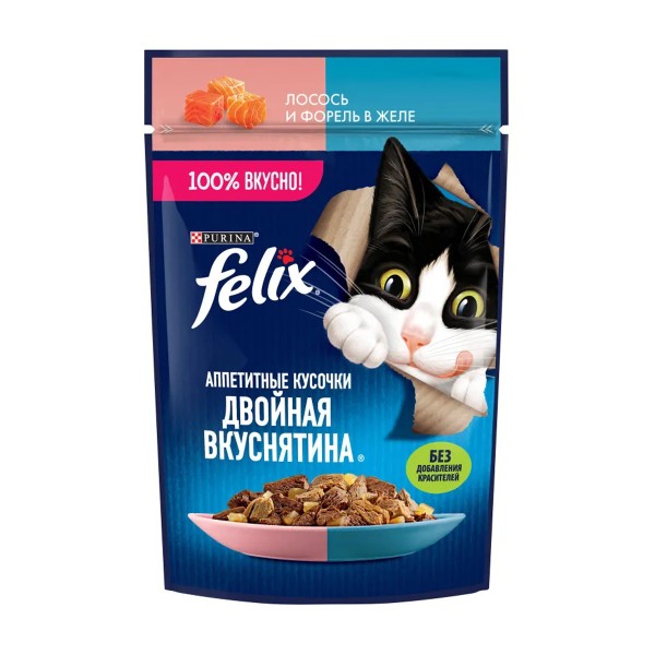 Корм для кошек Felix Двойная вкуснятина 75г лосось и форель