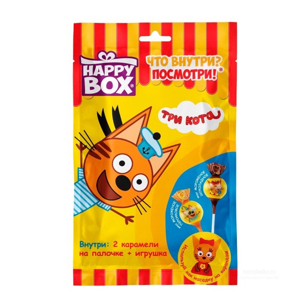 Карамель на палочке Happy Box Три кота + игрушка 20г