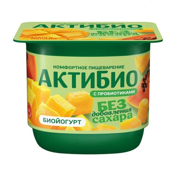 Биойогурт Актибио без сахара манго-папайя 2,9% 130г БЗМЖ