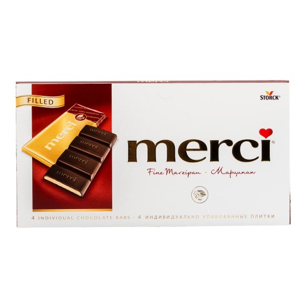 Шоколад темный с начинкой Merci 100г марципан