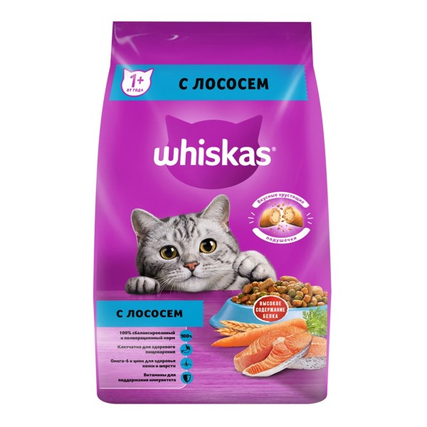 Корм для кошек сухой с нежным паштетом Whiskas 1,9кг лосось