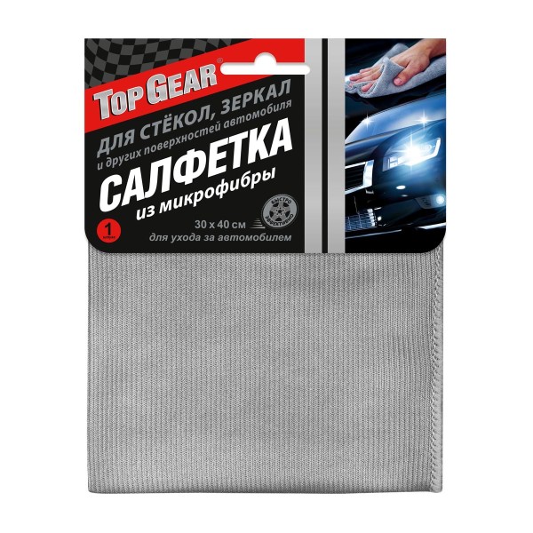 Салфетка Top Gear для стекол микрофибра 30х40см