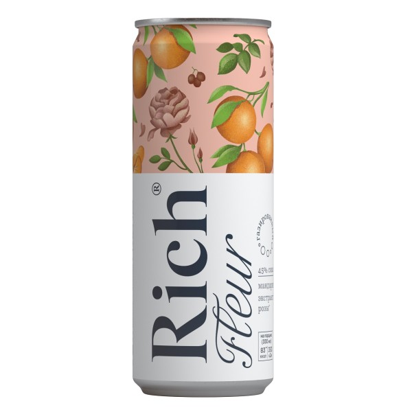 Напиток газированный Rich Fleur 0,33л из винограда, лимонов и мандаринов с ароматом розы