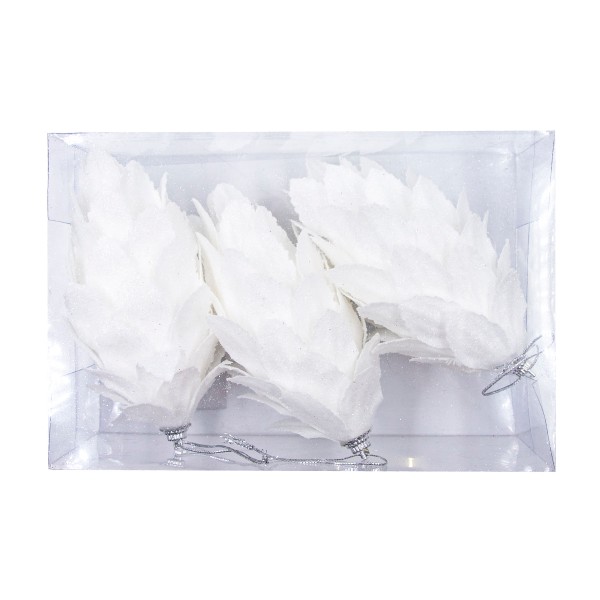 Украшение елочное Шишки белые 3шт