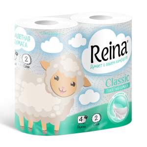 Бумага туалетная Reina Classic 2 слоя 4 рулона