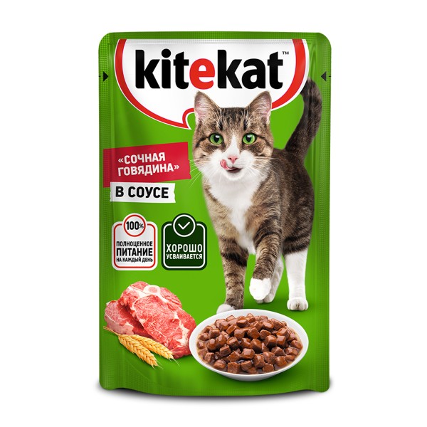 Корм для кошек Kitekat 85г с говядиной в соусе