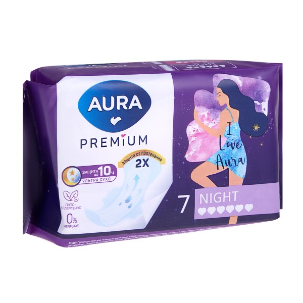 Прокладки гигиенические Aura Premium Night 7шт