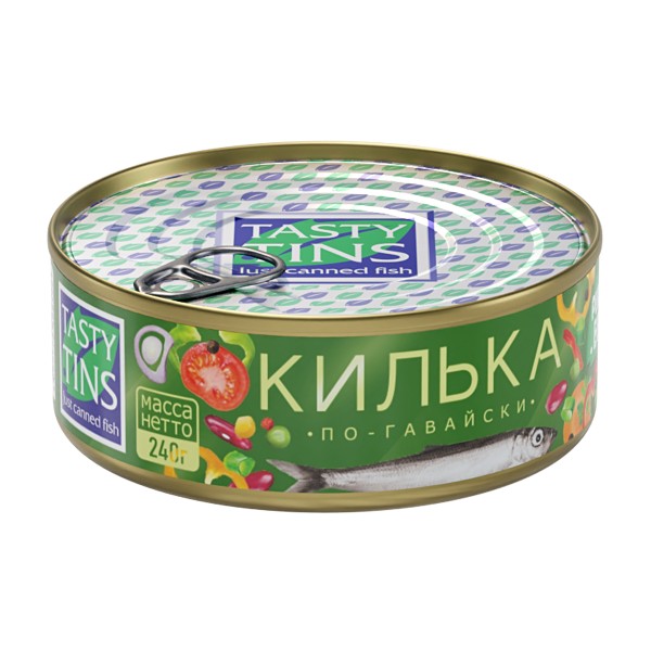Килька по-гавайски обжаренная с овощами в томатном соусе Tasty tins 240г