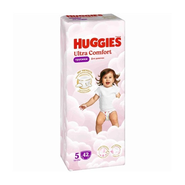 Подгузники-трусики Huggies №5 ultra comfort для девочек 12-17кг 42шт